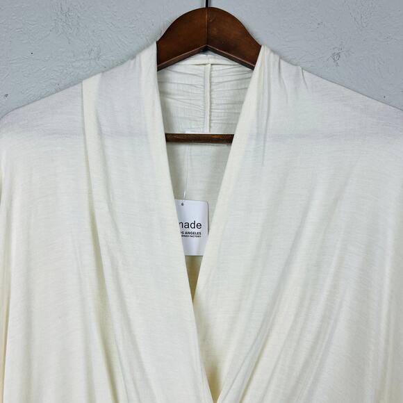 NEW! LA Made Deep V Knit Tunic Draped Long Sleeve Champagne - L - Picture 2 of 5